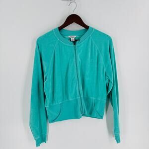 Lilly Pulitzer Vintage Retro Teal Terry Cloth Zip Up Lightweight Jacket XL